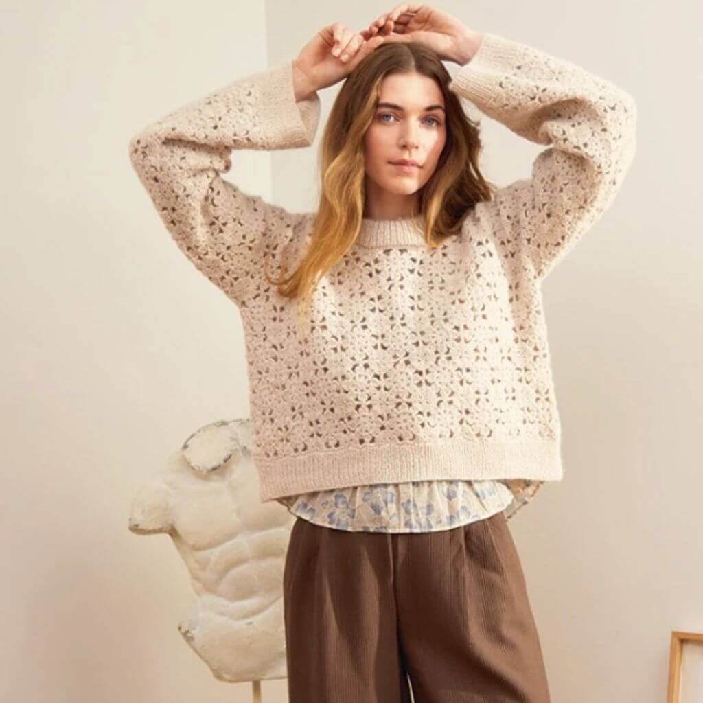 Sandnes Garn Damen Pullover Fleur Sweater Häkelanleitung - Sandnes Garn (Heft) Lieblingsgarn