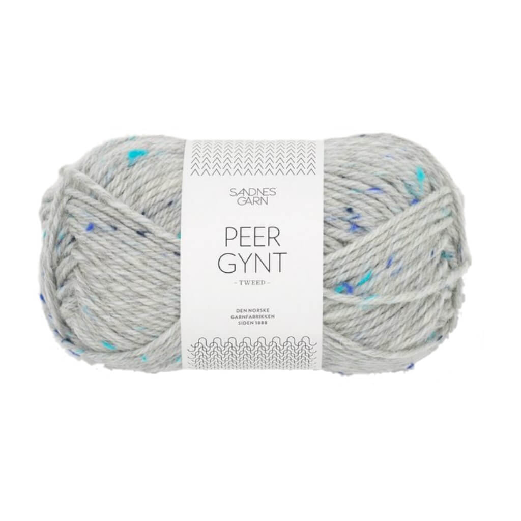 Sandnes Garn Peer Gynt 50 g - Reine Schurwolle 1502 - Lys Gråmelert Blå Tweed Lieblingsgarn
