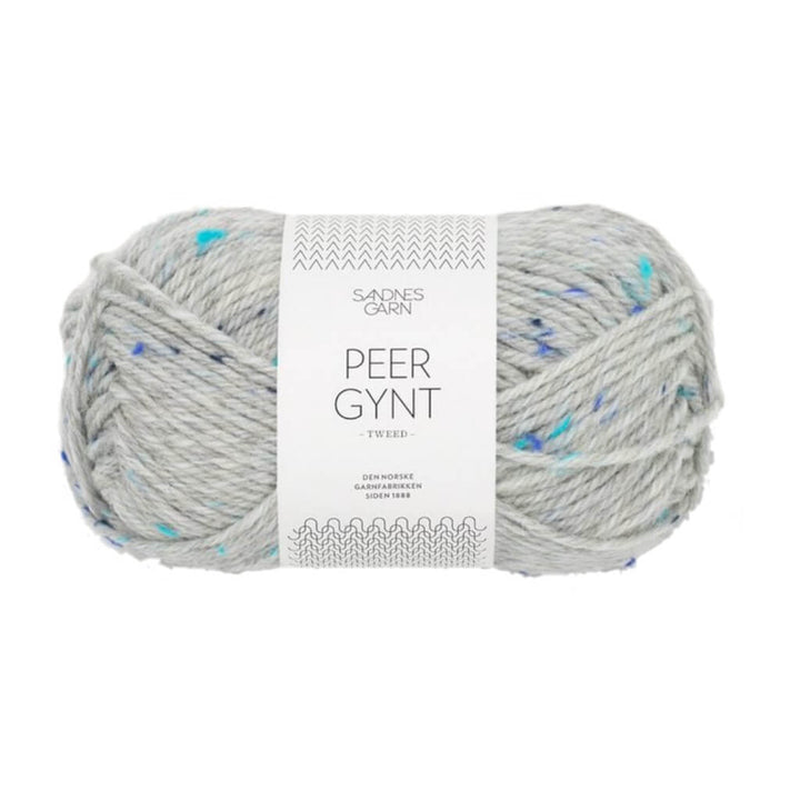 Sandnes Garn Peer Gynt 50 g - Reine Schurwolle 1502 - Lys Gråmelert Blå Tweed Lieblingsgarn