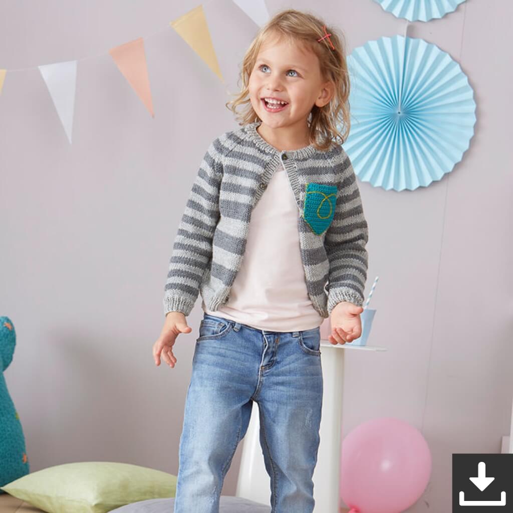 Schachenmayr Pattern Kinder Streifencardigan Strickset - Schachenmayr (PDF) Lieblingsgarn