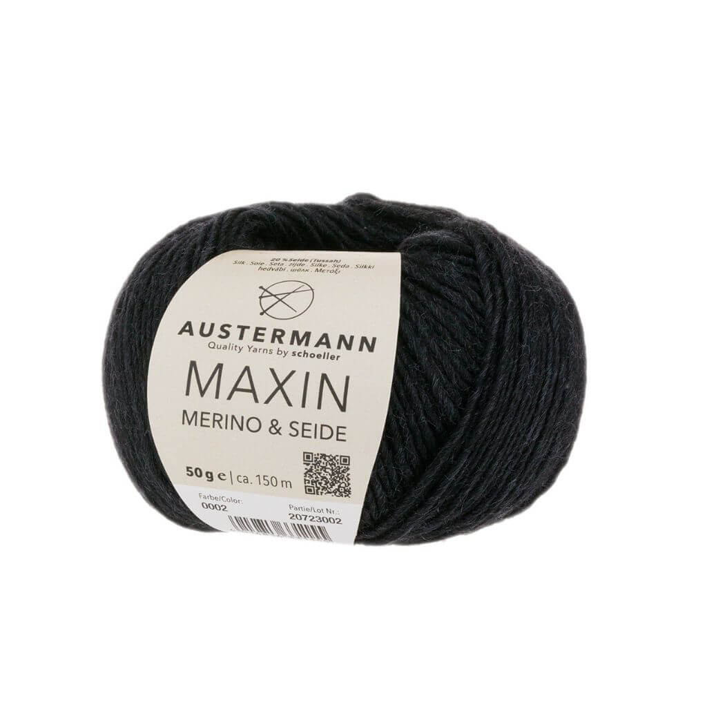Austermann 02 - Schwarz Austermann Maxin Marino &amp; Seide 50g Lieblingsgarn