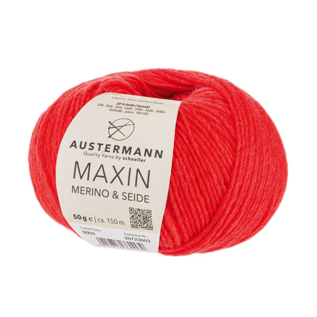 Austermann 03 - Rot Austermann Maxin Marino &amp; Seide 50g Lieblingsgarn