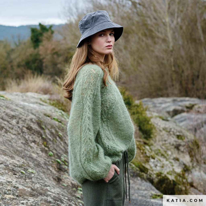 Lochmuster-Pullover Oversize Ingenua Strickanleitung - Katia (Heft)