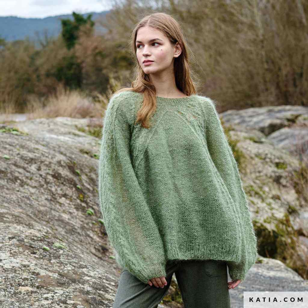 Lochmuster-Pullover Oversize Ingenua Strickanleitung - Katia (Heft)