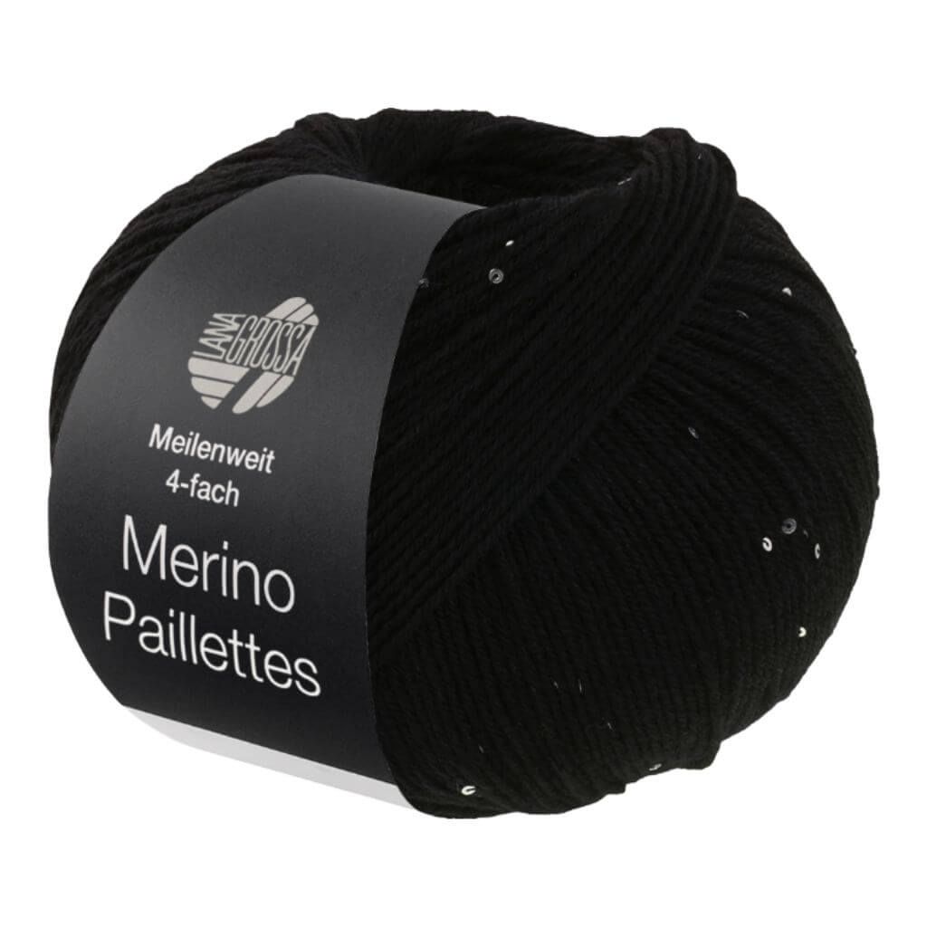 Lana Grossa Merino Paillettes, Farbe 2310 Schwarz – Merino, Schurwolle und Synthetik bei Lieblingsgarn