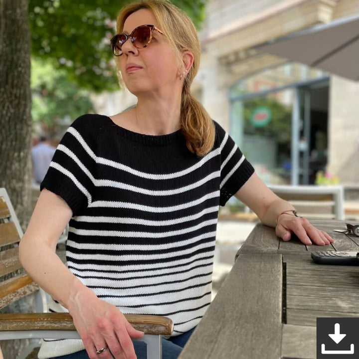 Strickauszeit Shirt Black and White Tee Strickanleitung - Strickauszeit (PDF) Lieblingsgarn