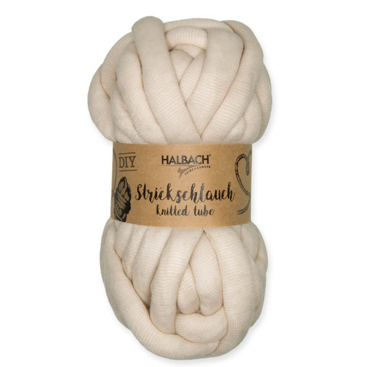 Halbach Strickschlauch gefüllt mit PES-Bauschgarn creme Lieblingsgarn