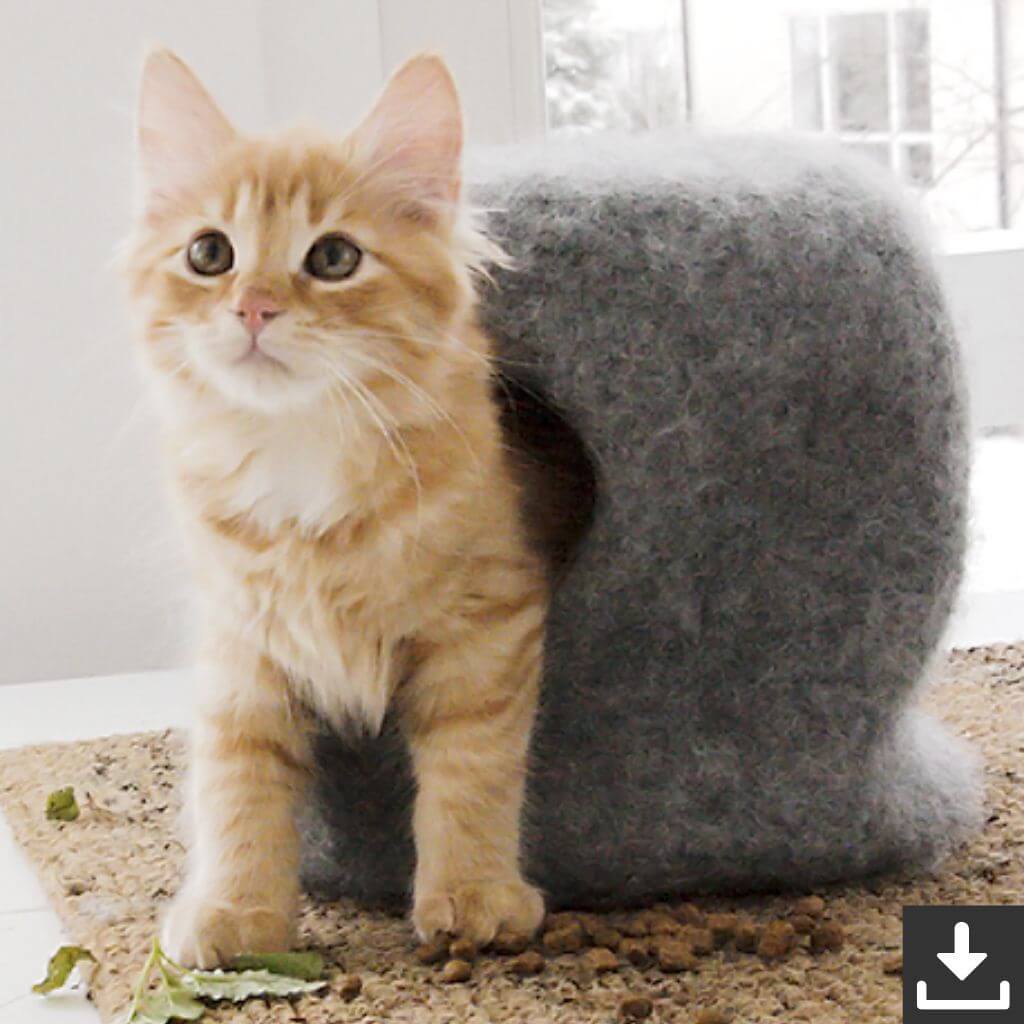 Drops Design Pattern Katzenkorb The Cat Cave mit gefilzten Bällen Strickanleitung - Drops (PDF) Lieblingsgarn