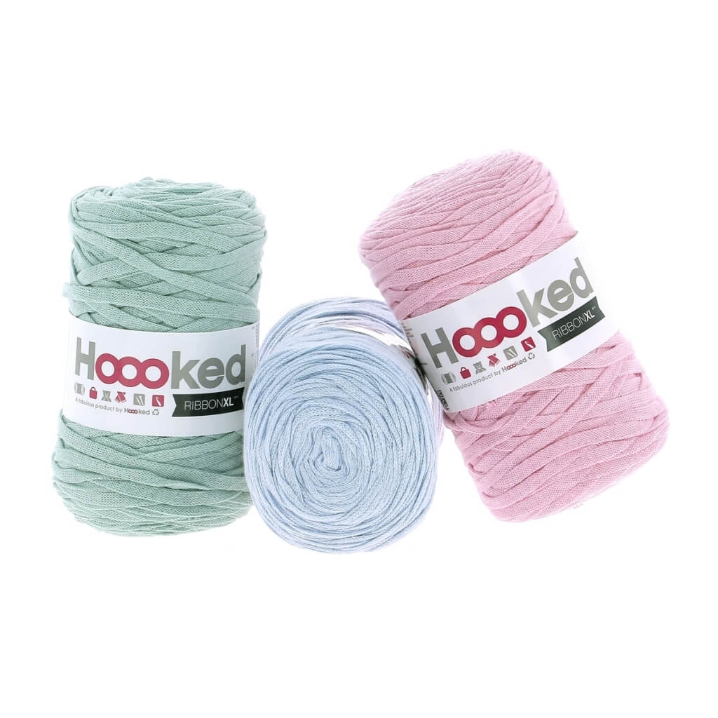 Hoooked Garn Powder Pastel Hoooked Set aus 3 Rollen RibbonXL Lieblingsgarn