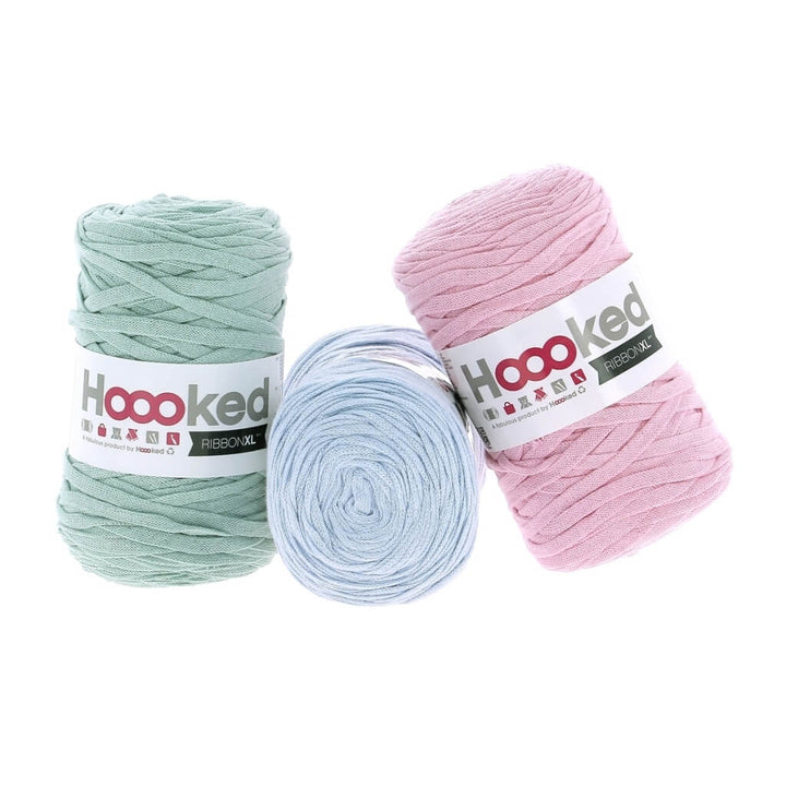 Hoooked Garn Powder Pastel Hoooked Set aus 3 Rollen RibbonXL Lieblingsgarn