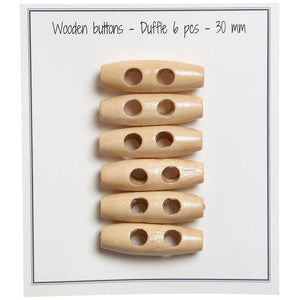 Go handmade Wooden buttons duffle, 30mm, set of 6 pcs.
