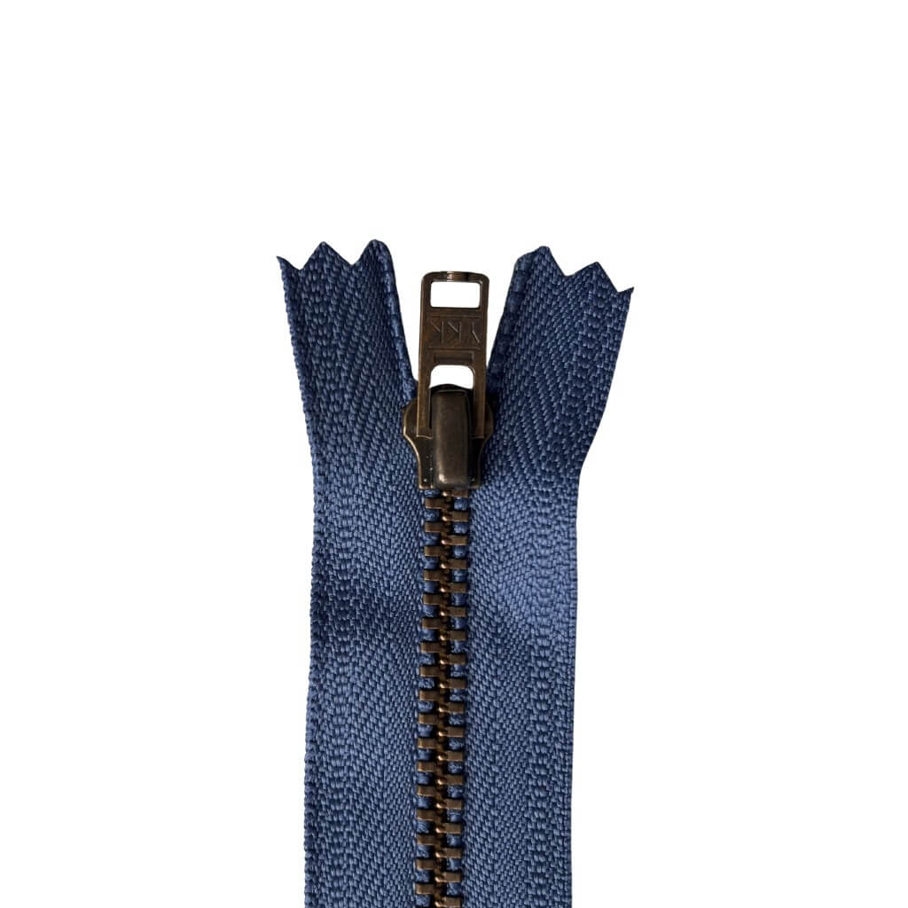 YKK 839 Jeansblau / 12 cm YKK Reißverschluss nicht teilbarer aus Metall Antik Lieblingsgarn