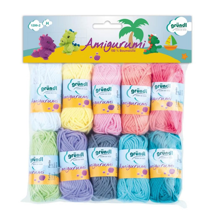 Gründl Amigurum Häkelgarn Set 10 x 10 g 02 - Pastell Lieblingsgarn
