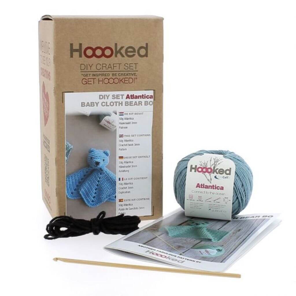 Hoooked DIY Häkelset Baby Schmusetuch Bär Bo Ocean Blue Lieblingsgarn