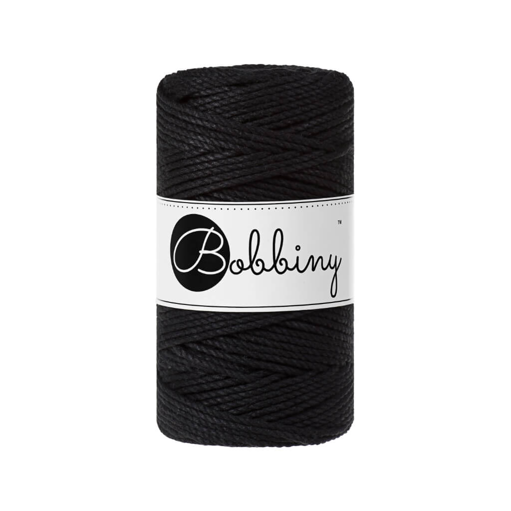 Bobbiny Makramee Garn 3mm gedreht Black Lieblingsgarn