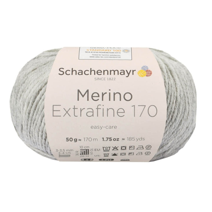 Schachenmayr Merino Extrafine 170 90 - Hellgrau Meliert Lieblingsgarn