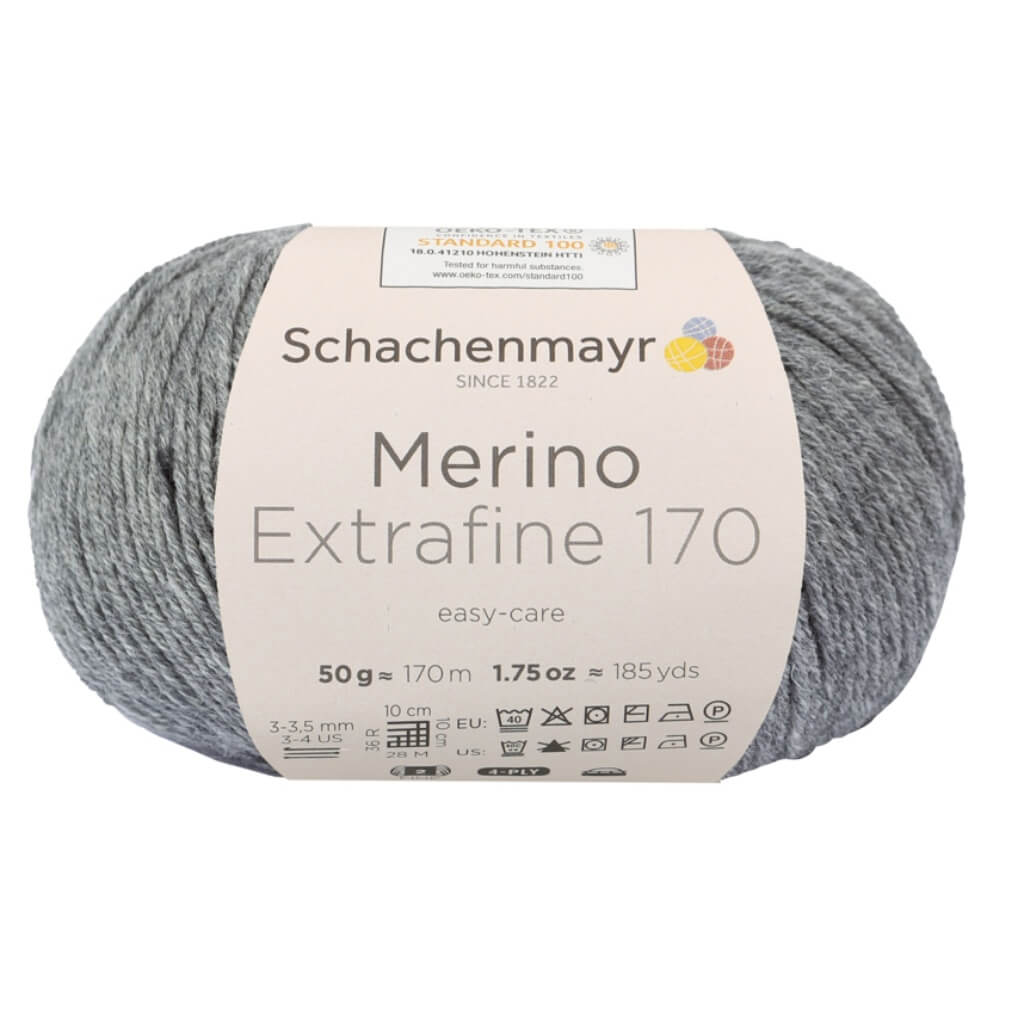 Schachenmayr Merino Extrafine 170 92 - Mittelgrau Meliert Lieblingsgarn