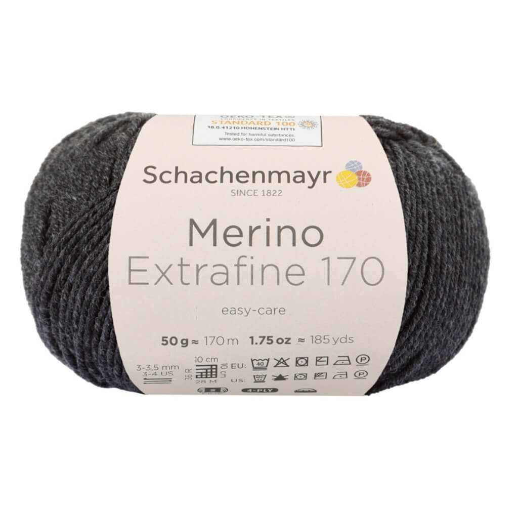 Schachenmayr Merino Extrafine 170 98 - Anthrazit Meliert Lieblingsgarn