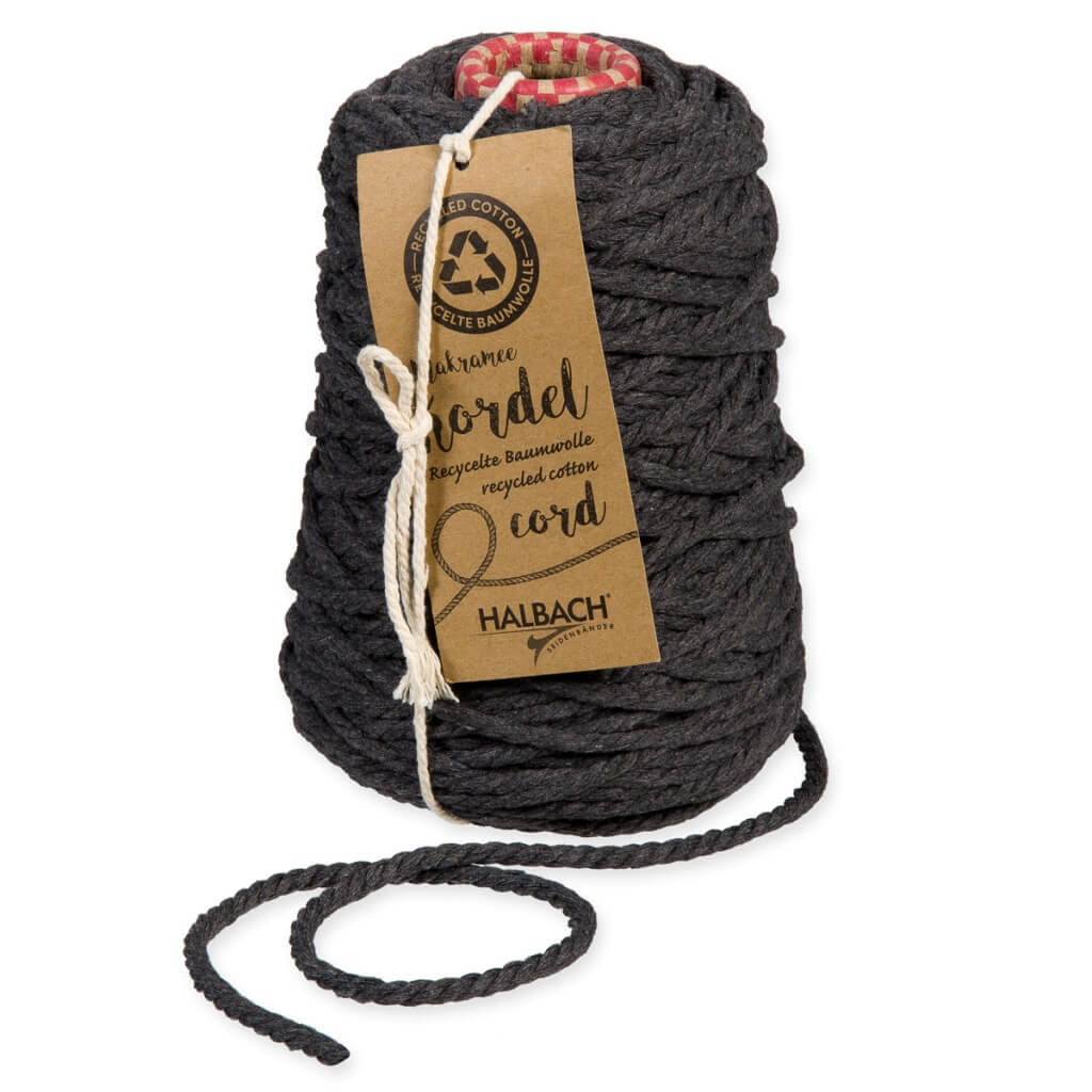 Halbach Makramee Garn 5 mm x 80 m 111 - dark grey Lieblingsgarn