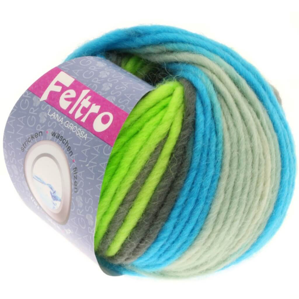 Lana Grossa Feltro Print 50g 336 - Türkisblau/Giftgrün/Schiefer/Hellgrau Lieblingsgarn