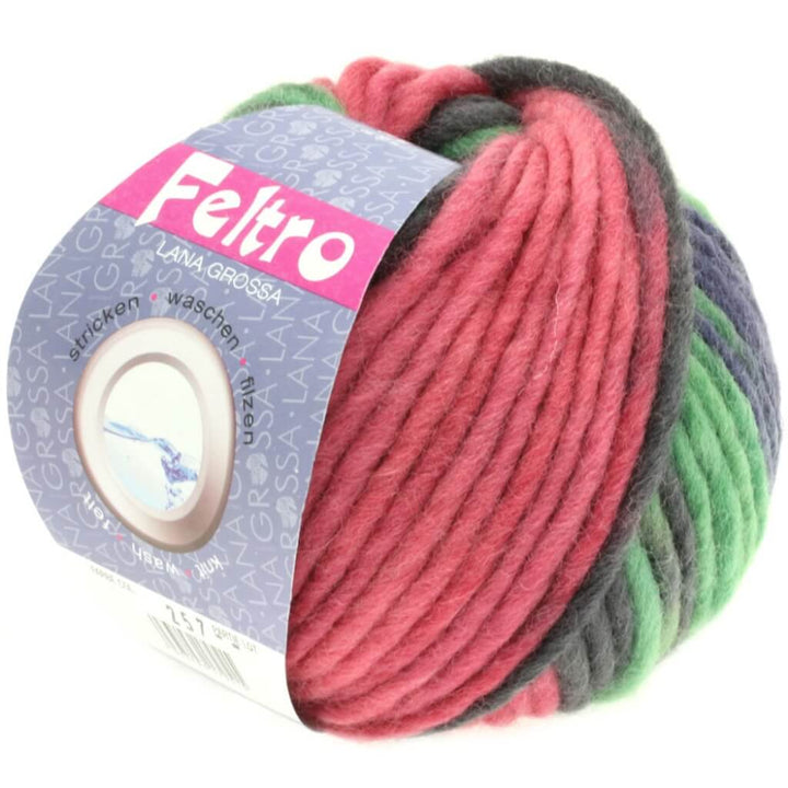 Lana Grossa Feltro Print 50g 363 - Bordeaux/Grün/Blauviolett/Schiefer Lieblingsgarn