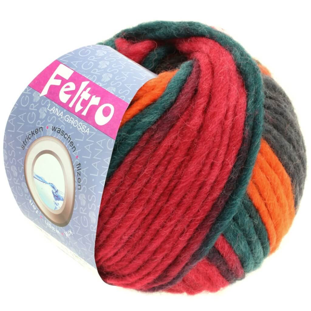 Lana Grossa Feltro Print 50g 375 - Weinrot/Orange/Petrol/Anthrazit Lieblingsgarn