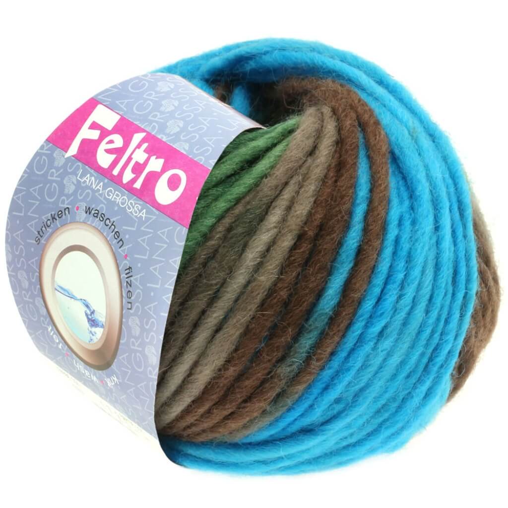Lana Grossa Feltro Print 50g 376 - Türkis/Graubraun/Graugrün/Dunkelgrau Lieblingsgarn