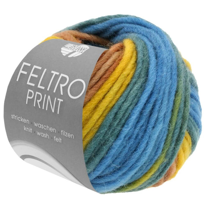 Lana Grossa Feltro Print 50g 386 - Senf/Saharabraun/Petrol/Marine Lieblingsgarn