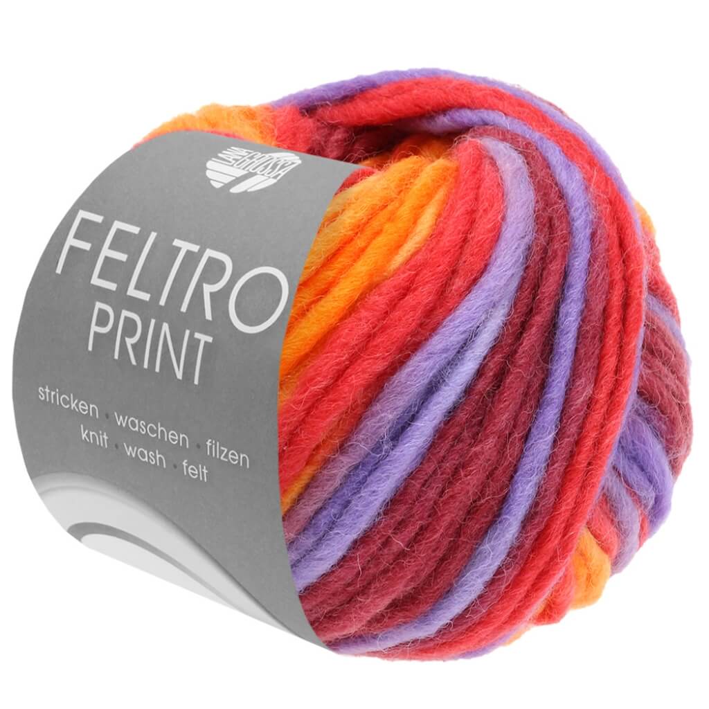 Lana Grossa Feltro Print 50g 388 - Lachs/Himbeer/Lila/Orange/Bordeaux Lieblingsgarn