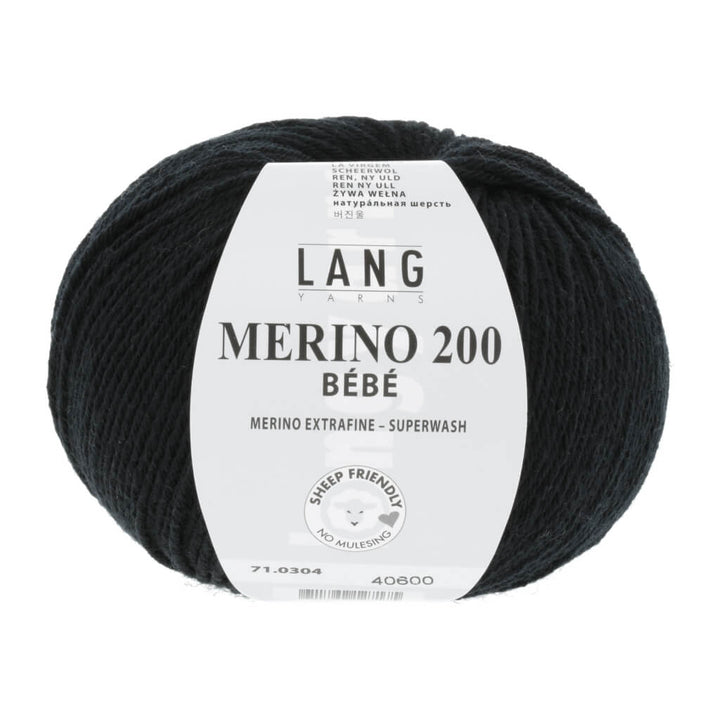 Lang Yarns Merino 200 Bebe - 50g 71.0304 - Schwarz Lieblingsgarn
