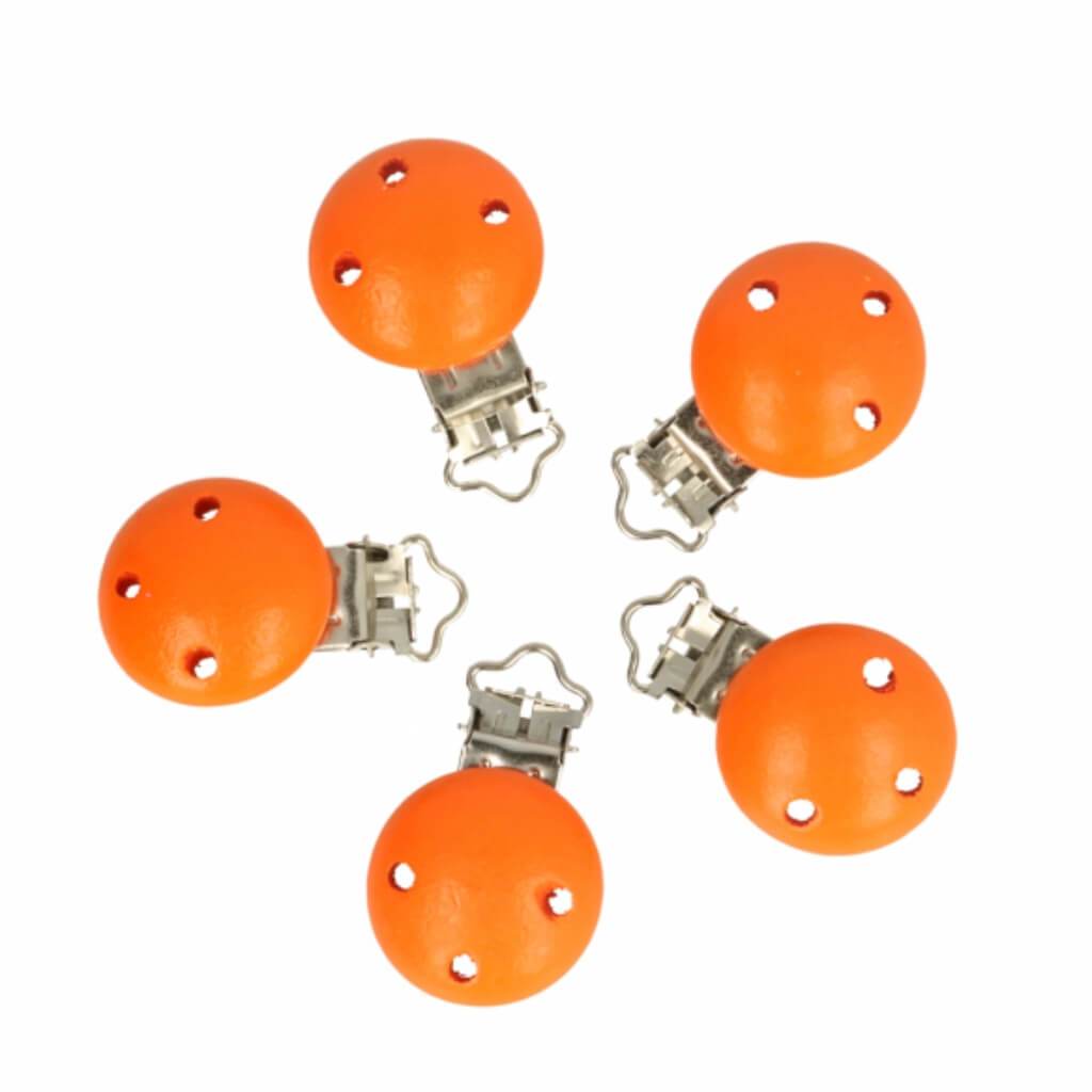 5 Clips für Schnullerketten Orange Lieblingsgarn
