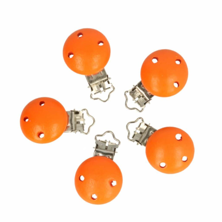 5 Clips für Schnullerketten Orange Lieblingsgarn