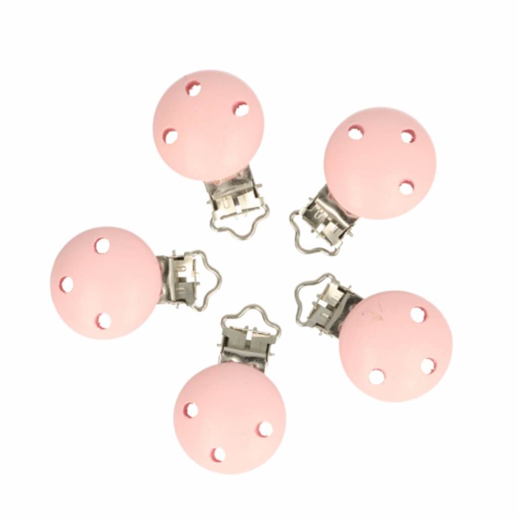 5 Clips für Schnullerketten Babyrosa Lieblingsgarn