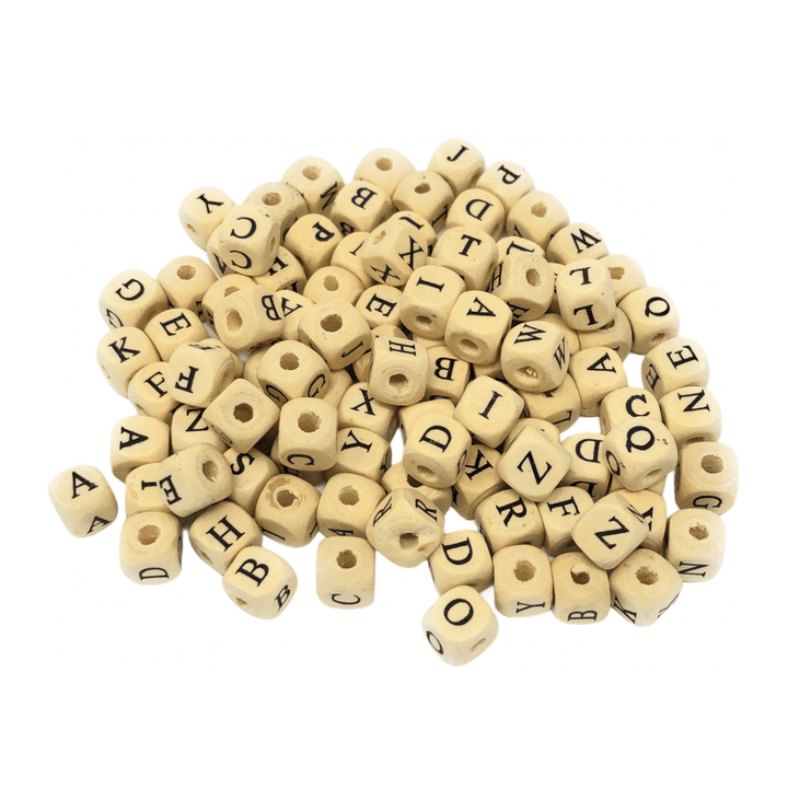 ABC-Bastelperlen aus Holz Ø 9 mm - Buchstabenperlen Lieblingsgarn