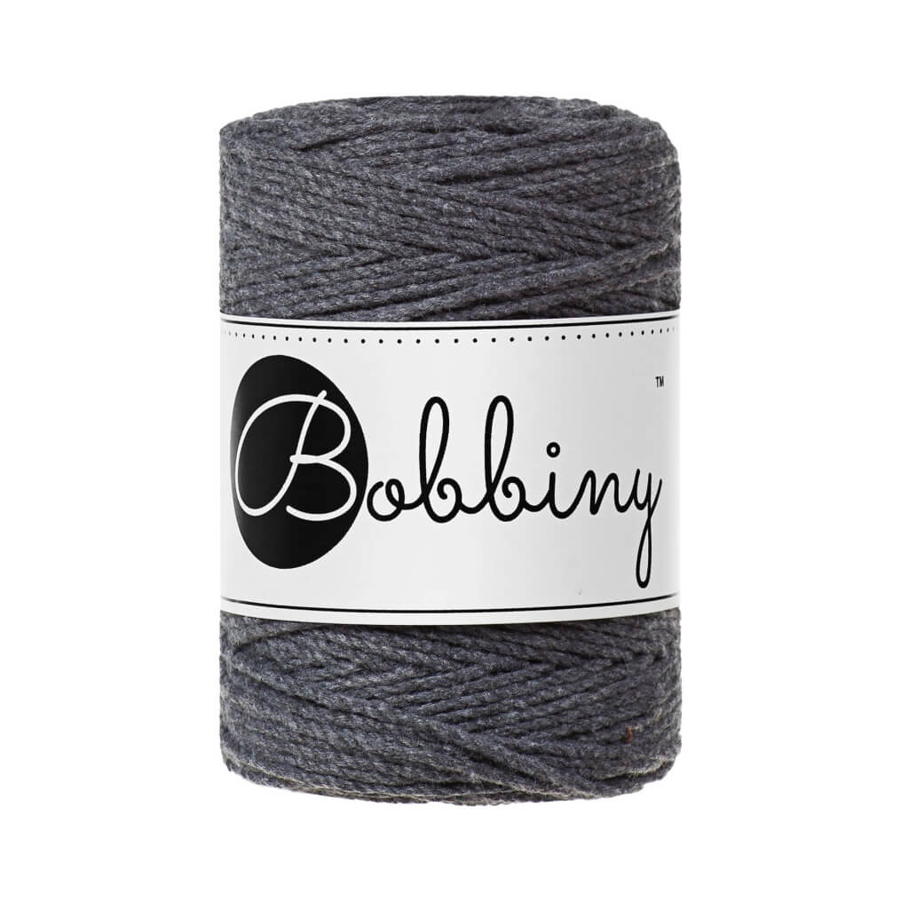 Bobbiny Makramee Garn 1,5 mm x 100 m gedreht Charcoal Lieblingsgarn