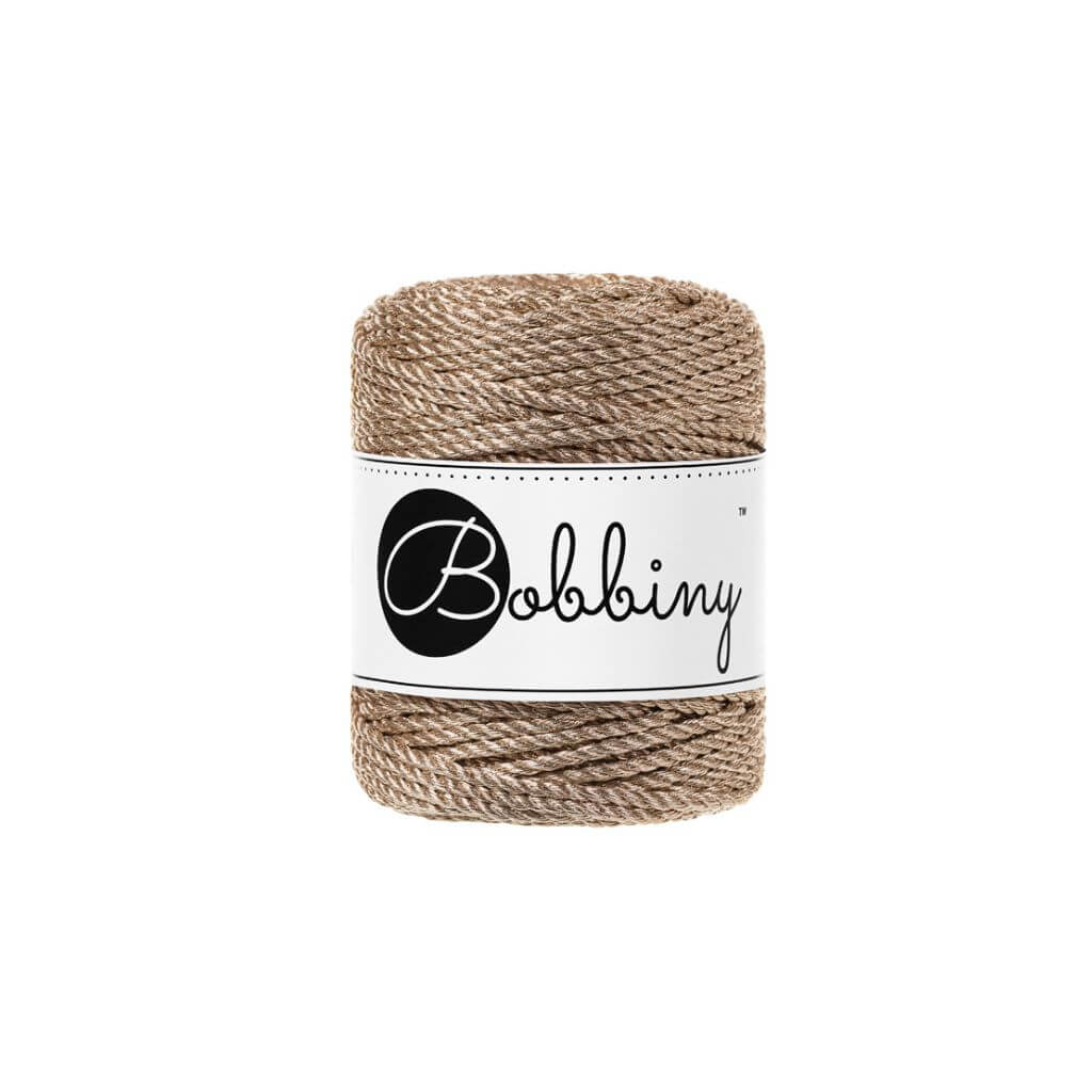 Bobbiny Metallic Makramee Garn 3 mm x 50 m gedreht Metallic Champagne Lieblingsgarn