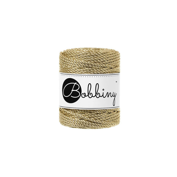 Bobbiny Metallic Makramee Garn 3 mm x 50 m gedreht Metallic Gold Lieblingsgarn