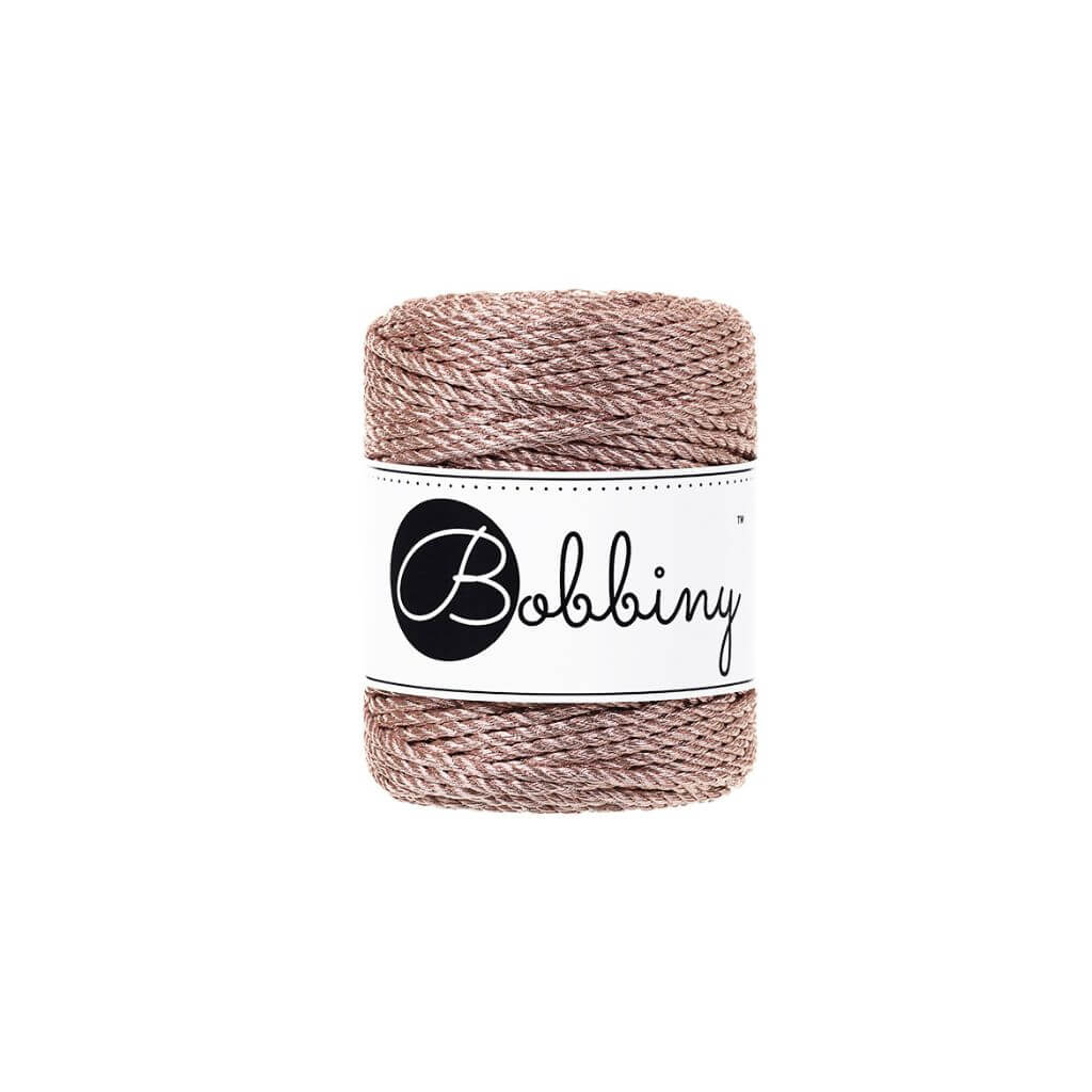 Bobbiny Metallic Makramee Garn 3 mm x 50 m gedreht Rose Gold Lieblingsgarn