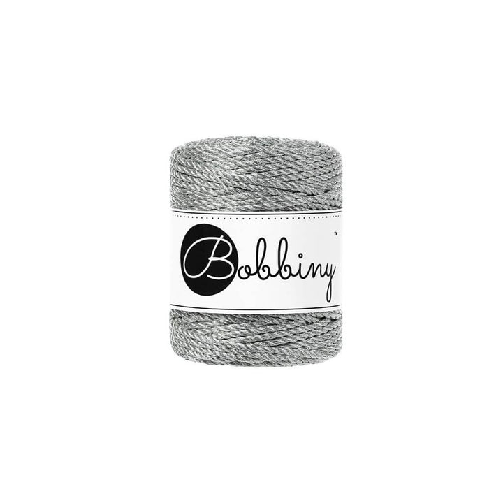 Bobbiny Metallic Makramee Garn 3 mm x 50 m gedreht Metallic Silver Lieblingsgarn