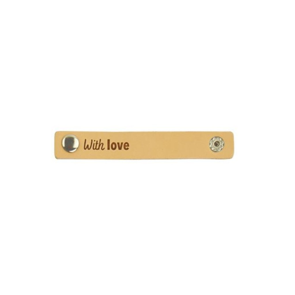 2Stk. Lederlabel mit Drucknpof - "With Love" Lieblingsgarn