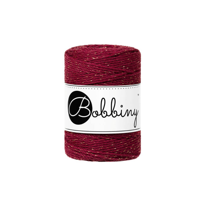 Bobbiny Makramee Garn 1,5 mm x 100 m gedreht Golden Wine Red Lieblingsgarn