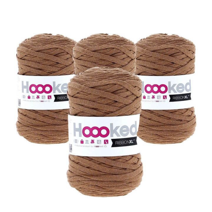 Hoooked RibbonXL 4er Spar-Set Caramel Brown Lieblingsgarn