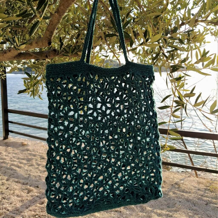 Hoooked DIY Häkelset Einkaufstasche Trogir Petrol Lieblingsgarn