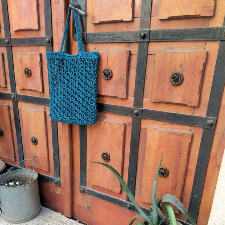 Hoooked DIY Häkelset Einkaufstasche Trogir Petrol Lieblingsgarn