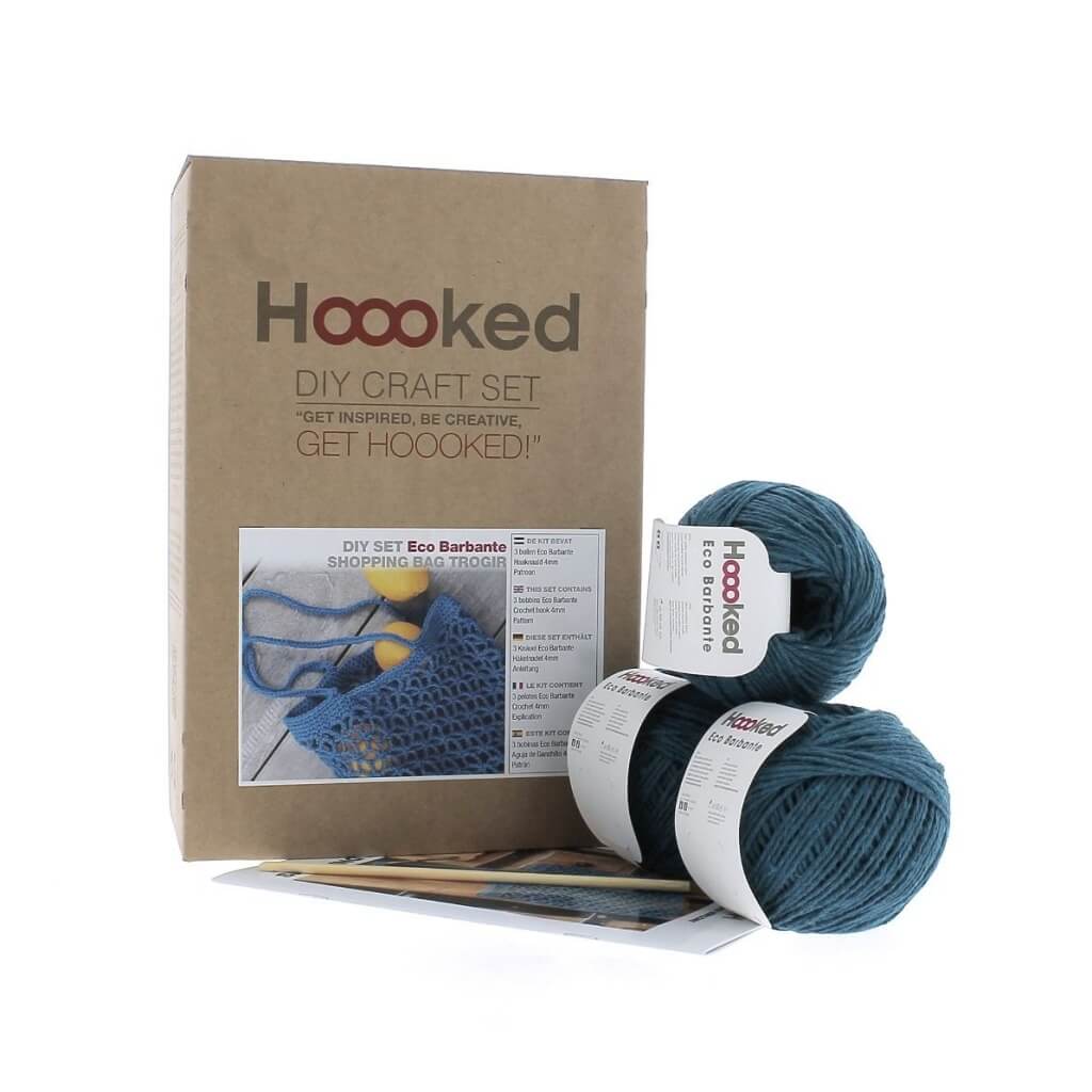 Hoooked DIY Häkelset Einkaufstasche Trogir Petrol Lieblingsgarn