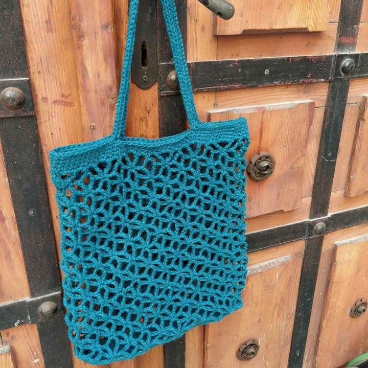 Hoooked DIY Häkelset Einkaufstasche Trogir Petrol Lieblingsgarn
