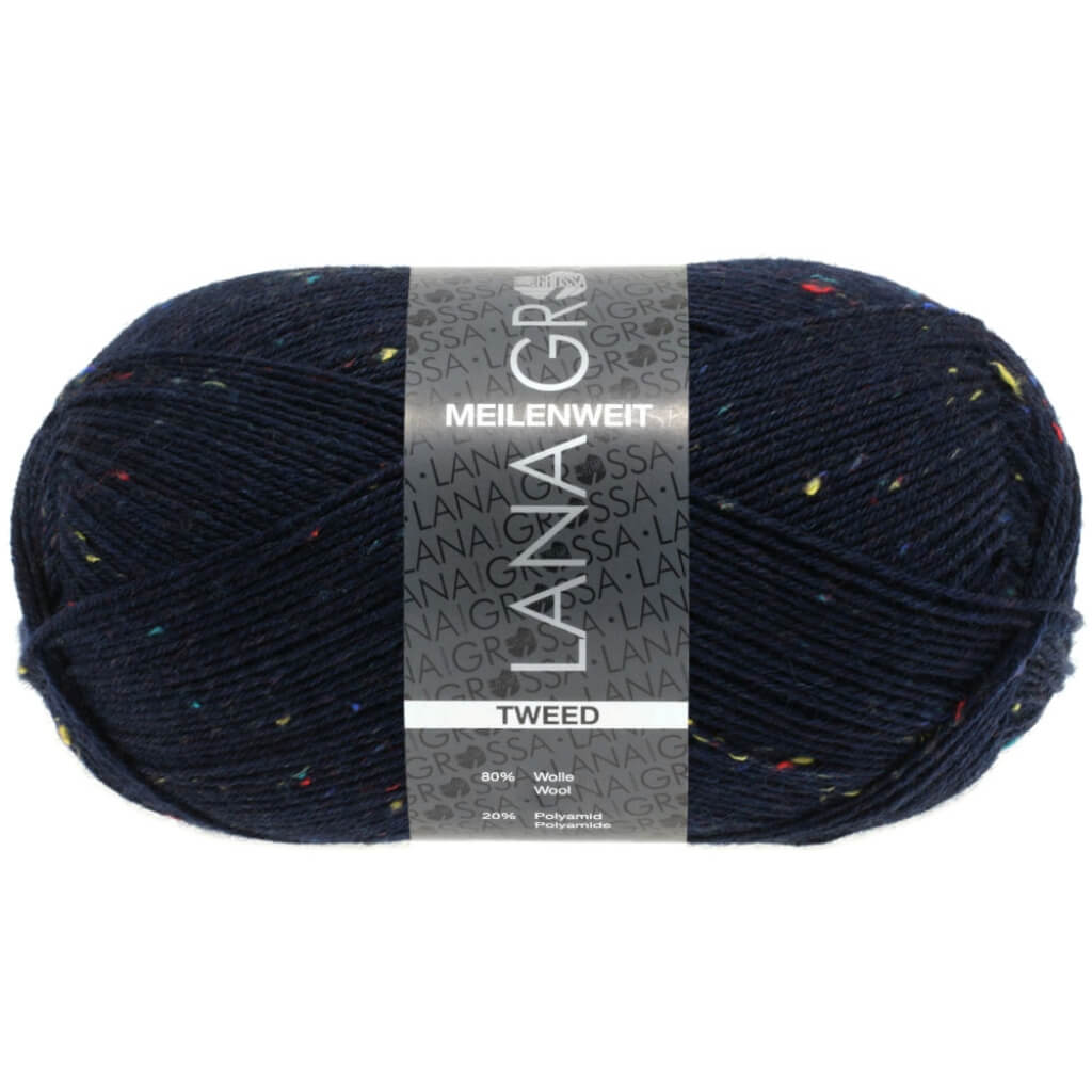 Lana Grossa Meilenweit 100 Tweed 112 - Nachtblau Lieblingsgarn