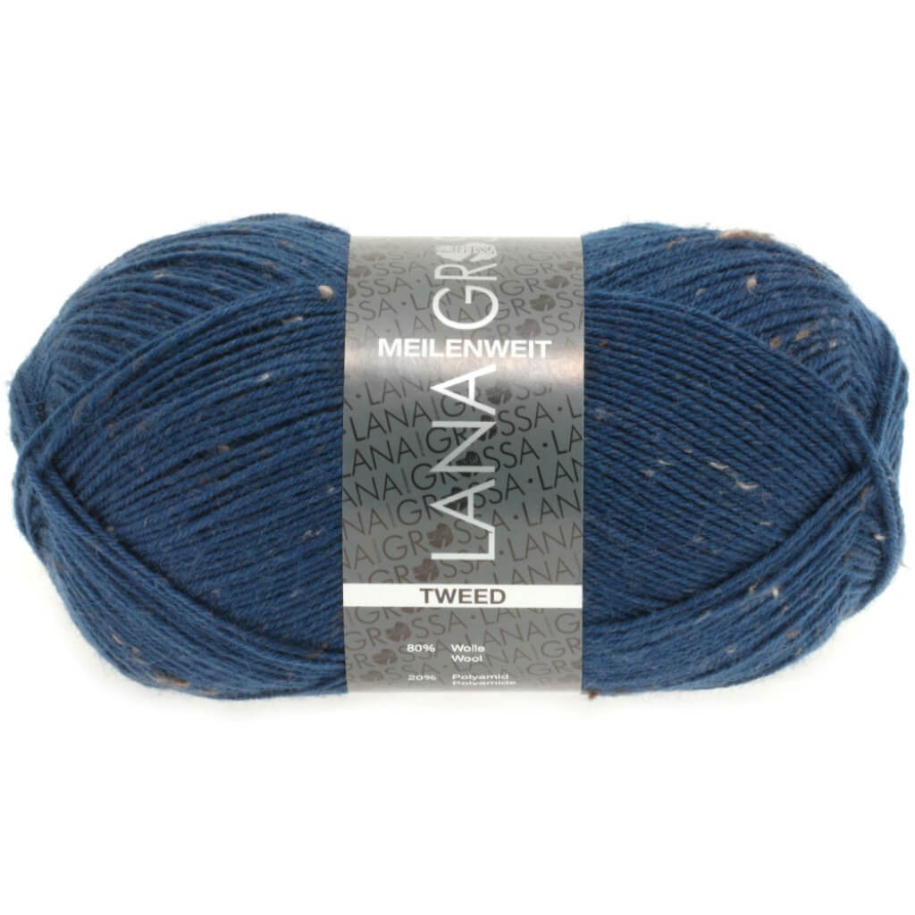 Lana Grossa Meilenweit 100 Tweed 128 - dunkles Petrolblau Lieblingsgarn
