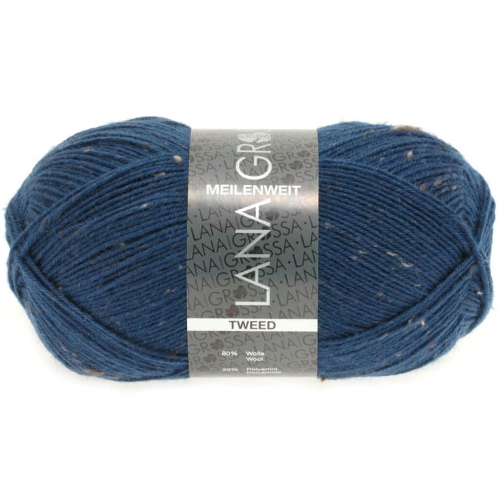Lana Grossa Meilenweit 100 Tweed 128 - dunkles Petrolblau Lieblingsgarn