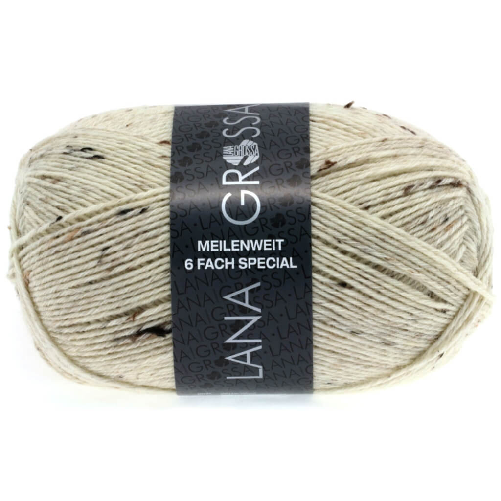 Lana Grossa Meilenweit 6-F 150 Tweed 8817 - Rohweiß Lieblingsgarn